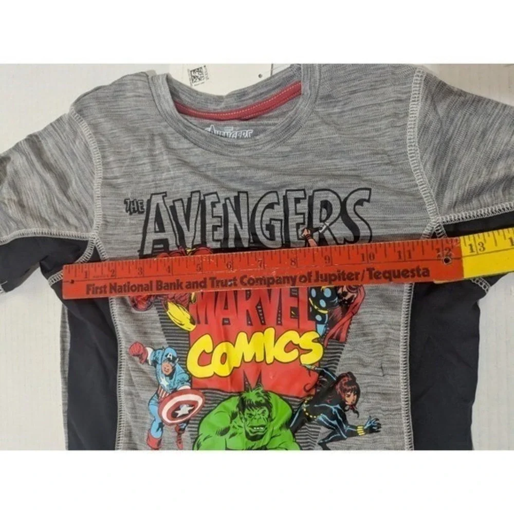 Marvel Avengers Comics Boys Grey Space Dye Graphic‎ T-Shirt Size 7 NWT